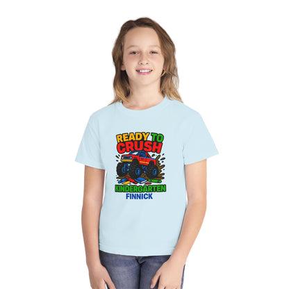 Ready to Crush Kindergarten Youth T-Shirt, Fun Kids Tee, Birthday Gift, Back-to-School Shirt, Monster Truck Design