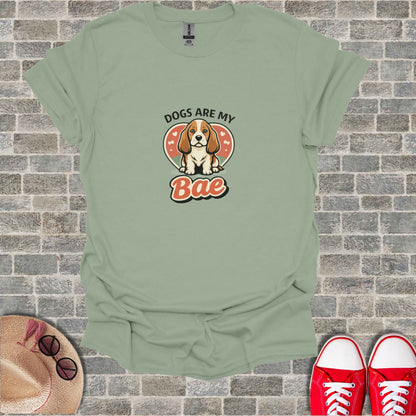 T-shirt with cartoon beagle and "Dogs Are My Bae" text in heart.