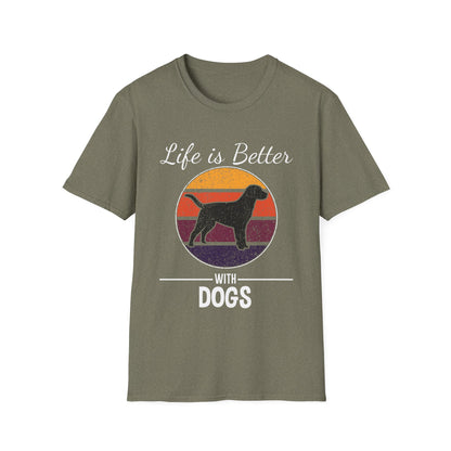 Life is better with dogs Unisex Softstyle T-Shirt