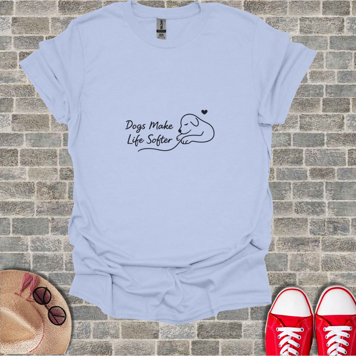 Dogs Make Life Softer Sleeping Dog Heart T-shirt product type