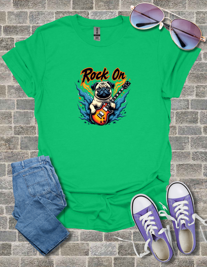 Pug Rock On Unisex Softstyle T-Shirt
