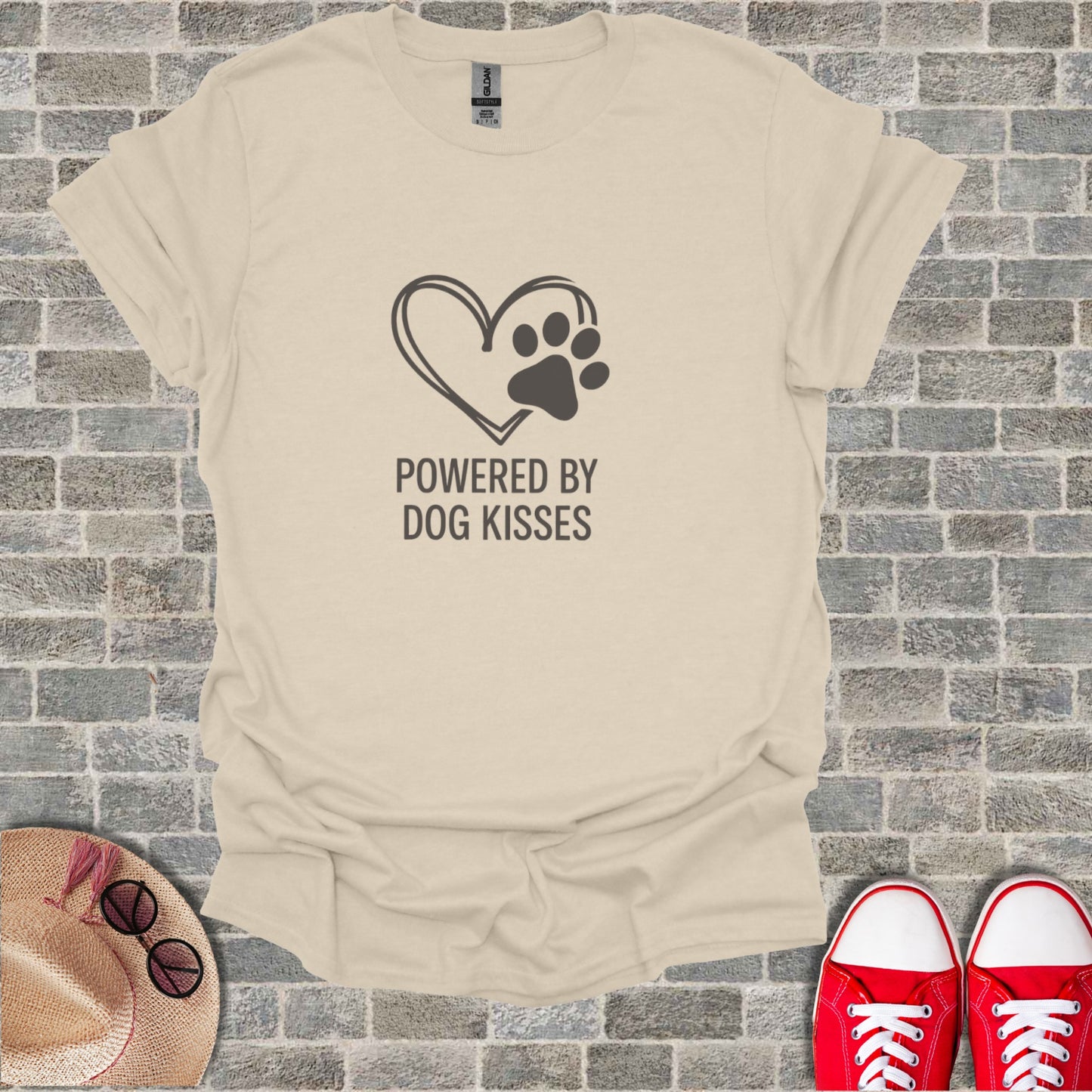 Beige Powered By Dog Kisses Heart Paw Print product type