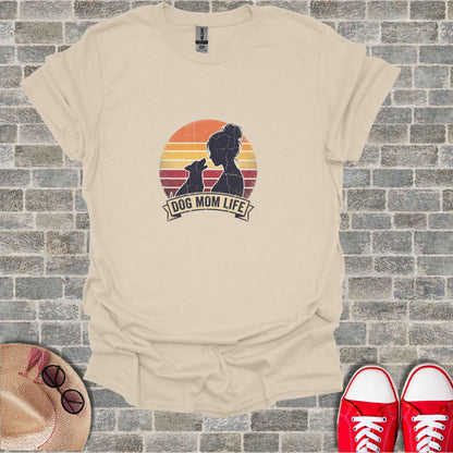 Dog Mom Life Sunset Woman Dog Silhouette Graphic T-Shirt
