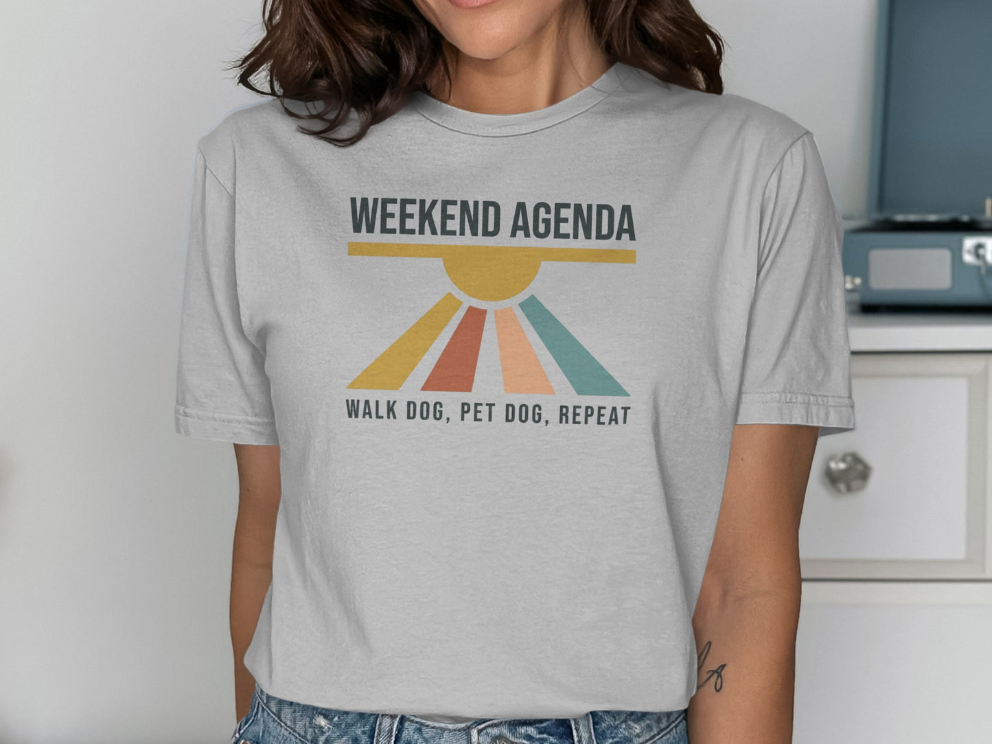 Weekend Agenda Walk Dog Pet Dog Repeat T-shirt