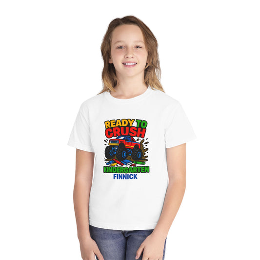 Ready to Crush Kindergarten Youth T-Shirt, Fun Kids Tee, Birthday Gift, Back-to-School Shirt, Monster Truck Design
