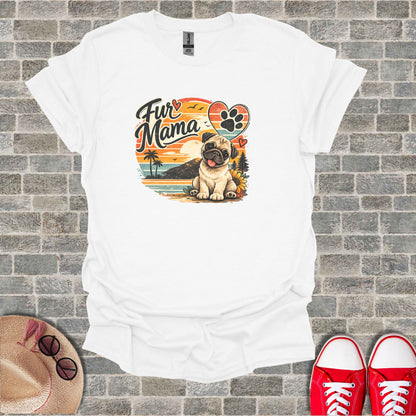 Happy Pug Dog Fur Mama Paw Print Sunset Beach product type