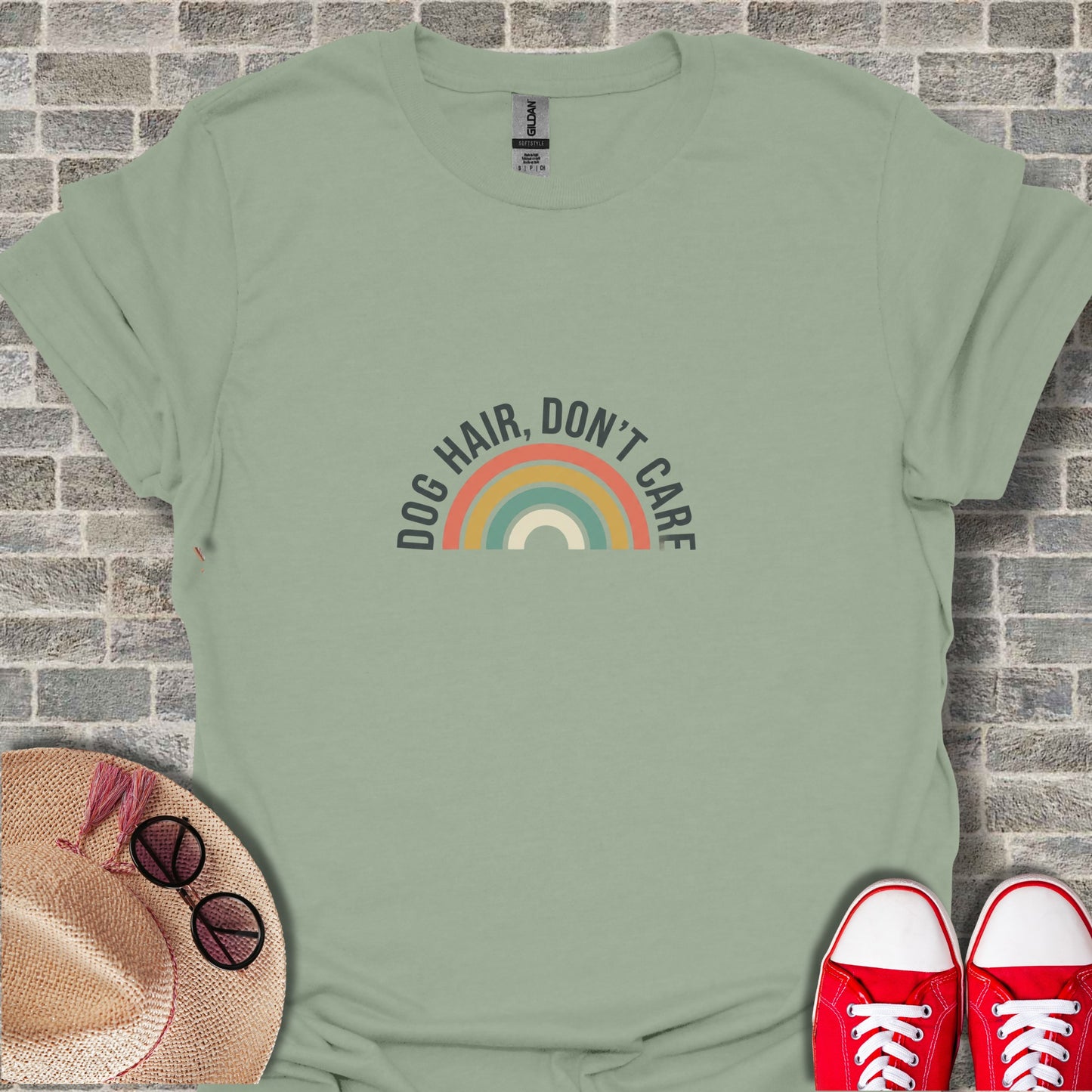 Dog Hair Don't Care Rainbow Design Shirt