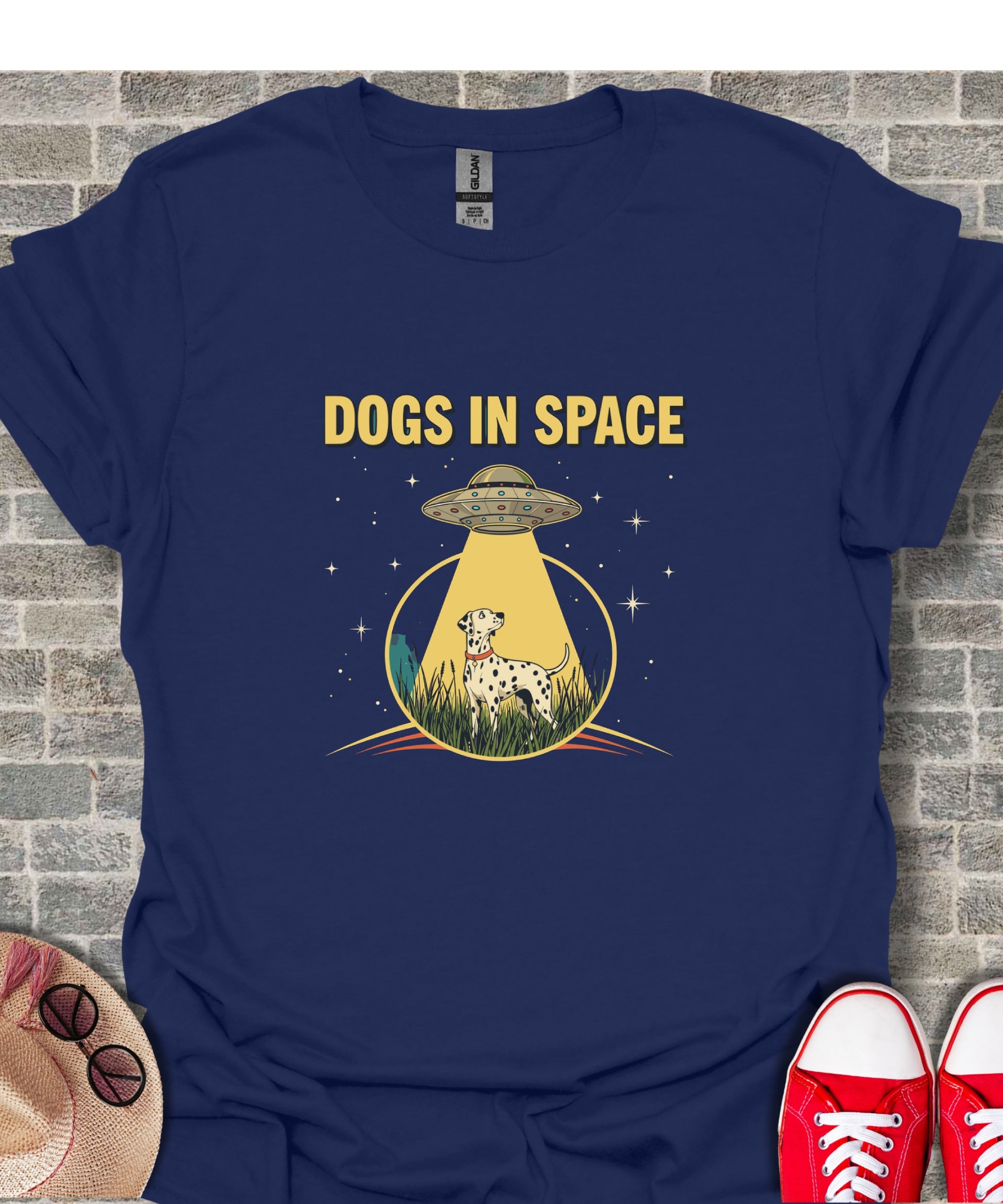 Dogs in Space Dalmatian UFO Geeky Shirt Product