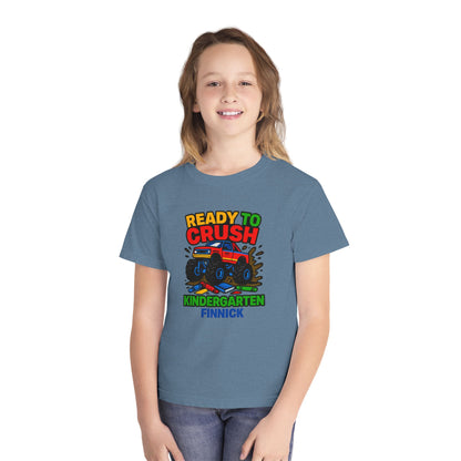 Ready to Crush Kindergarten Youth T-Shirt, Fun Kids Tee, Birthday Gift, Back-to-School Shirt, Monster Truck Design