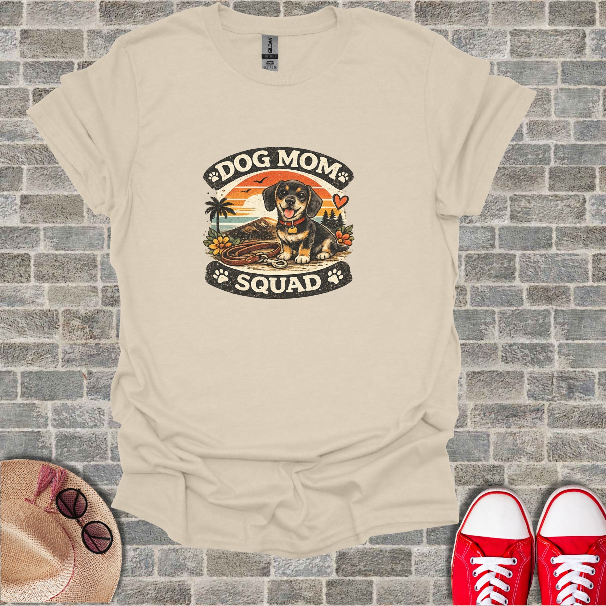 Dog Mom Squad Retro Sunset Puppy Paw product type
