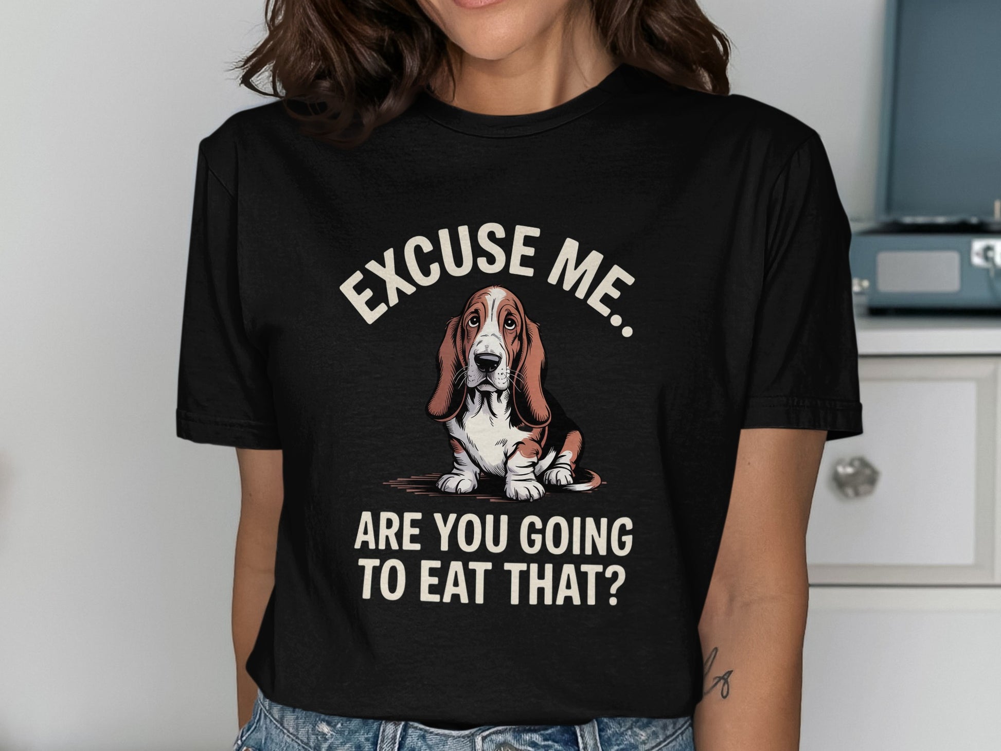 Funny Basset Hound T-shirt Excuse Me Are You Going product type