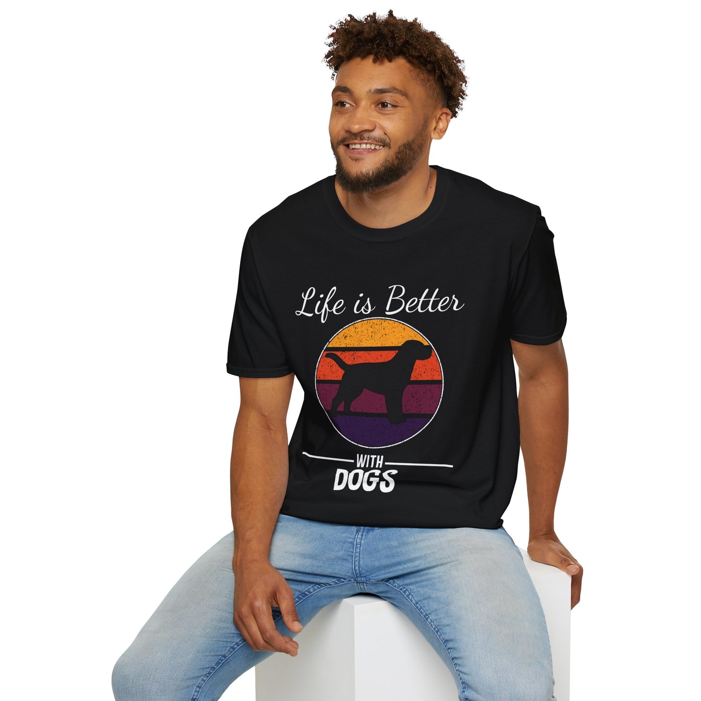 Life is better with dogs Unisex Softstyle T-Shirt