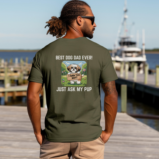 Funny Father's Day Shih Tzu T-Shirt Best Dog Dad Ever- Unisex Softstyle Tee