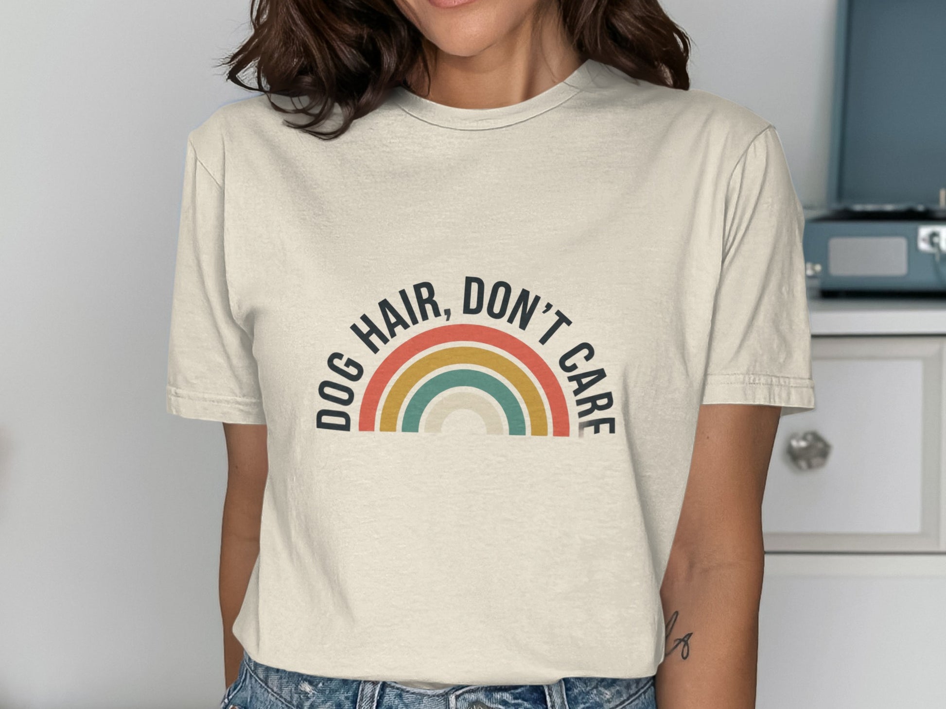 Dog Hair Don't Care Rainbow Graphic T-Shirt