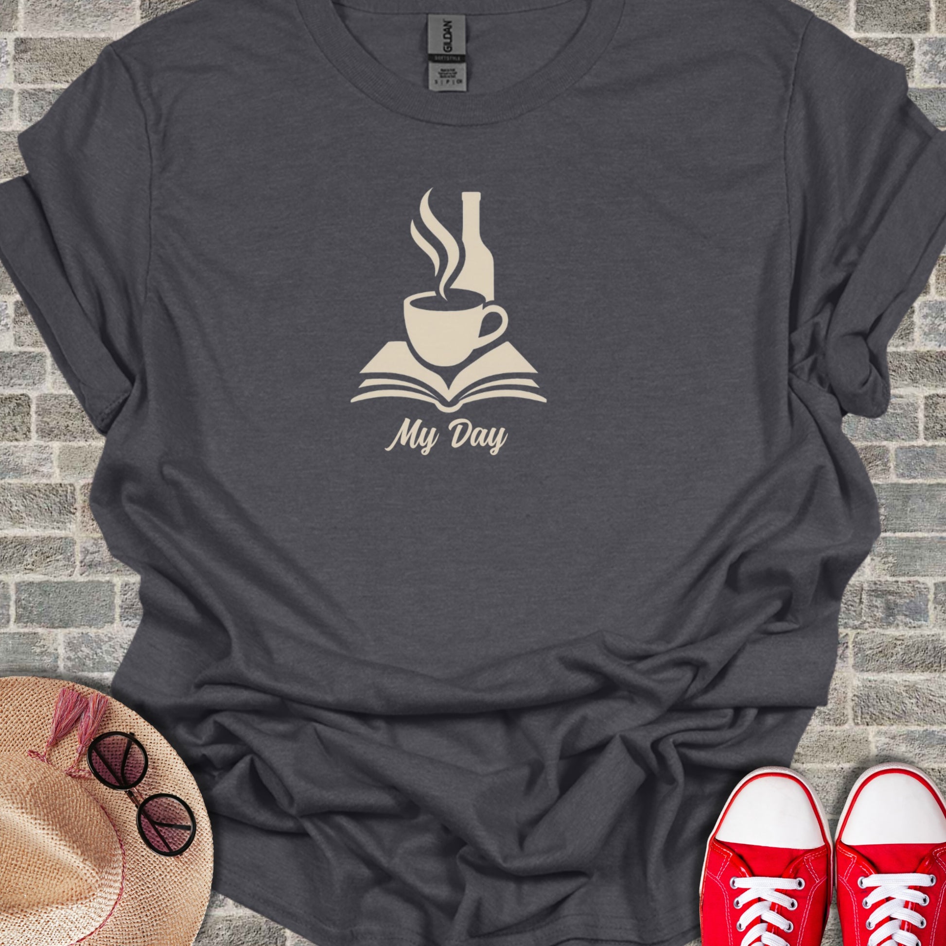 My Day Coffee and Book Graphic T-shirt