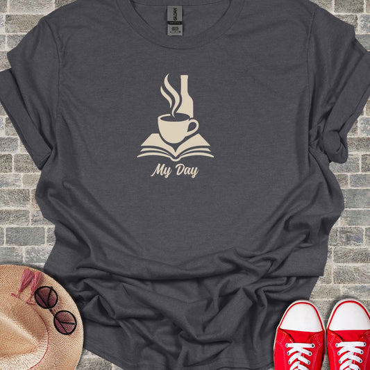 My Day Coffee and Book Graphic T-shirt