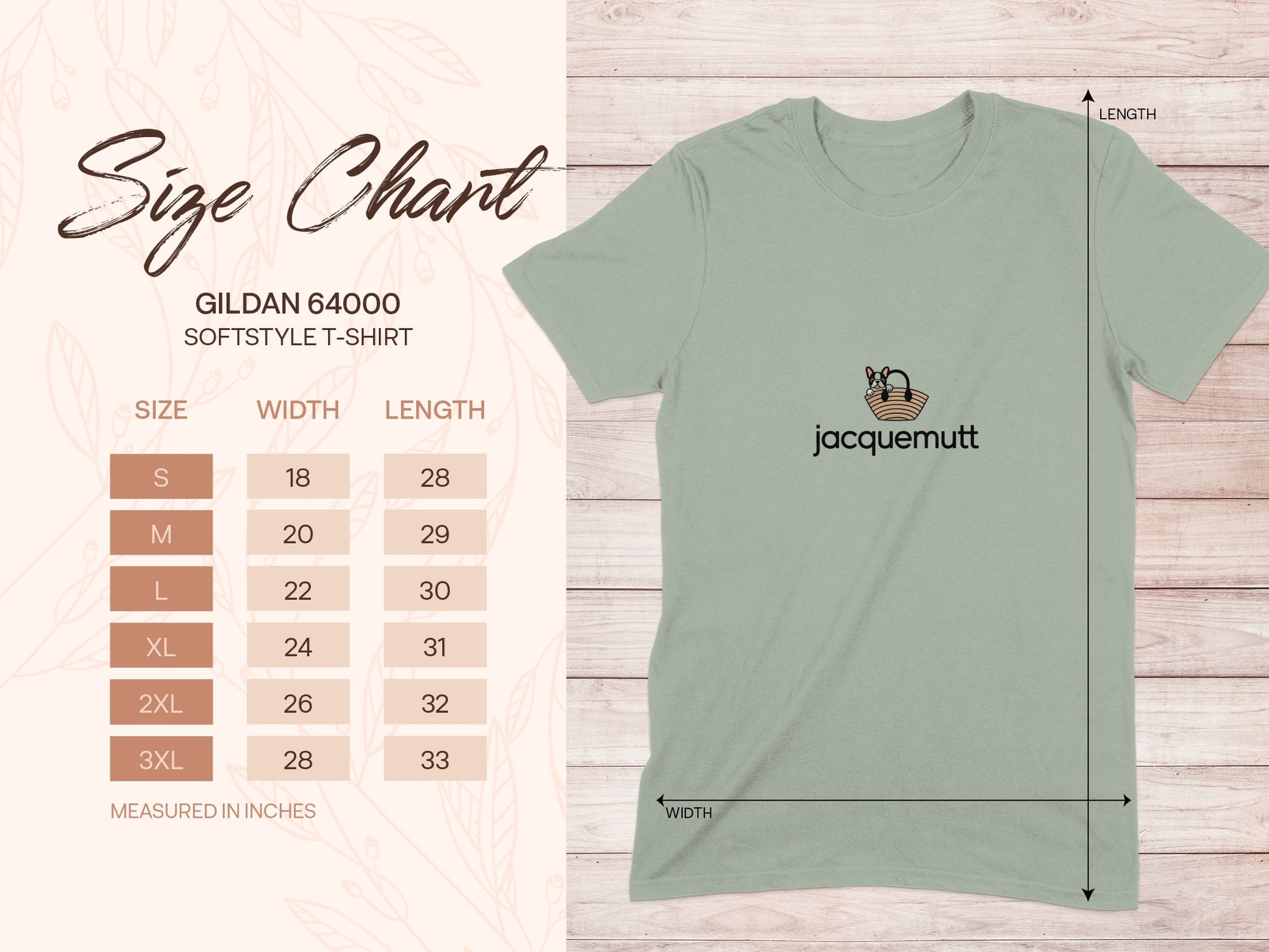Jacquemutt Printed T-Shirt with Size Chart Details
