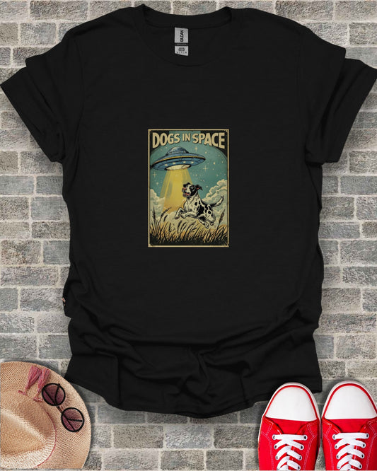 Dogs in Space Retro UFO Graphic Shirt for Dog Lovers