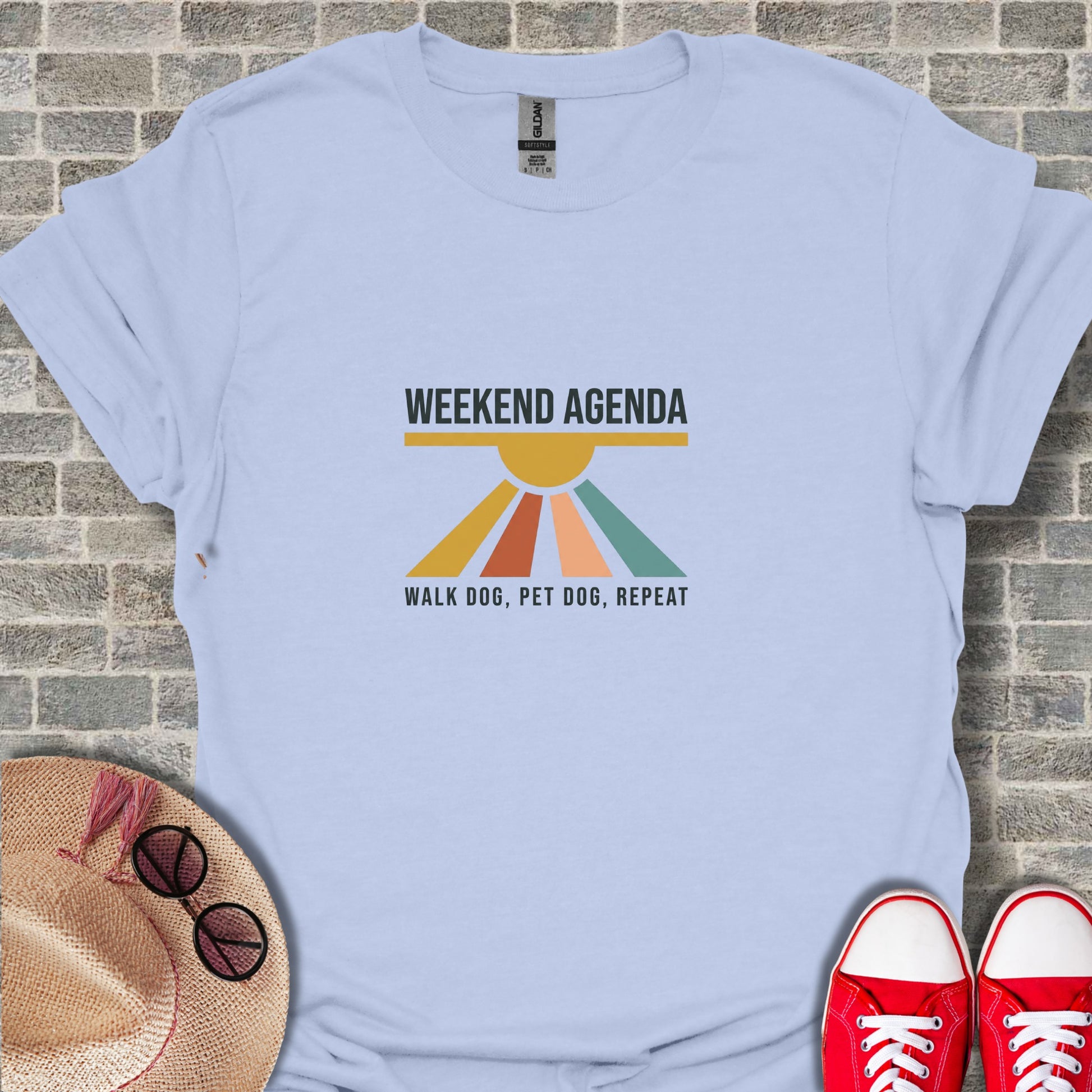 Weekend Agenda Walk Dog Pet Dog Repeat T-shirt
