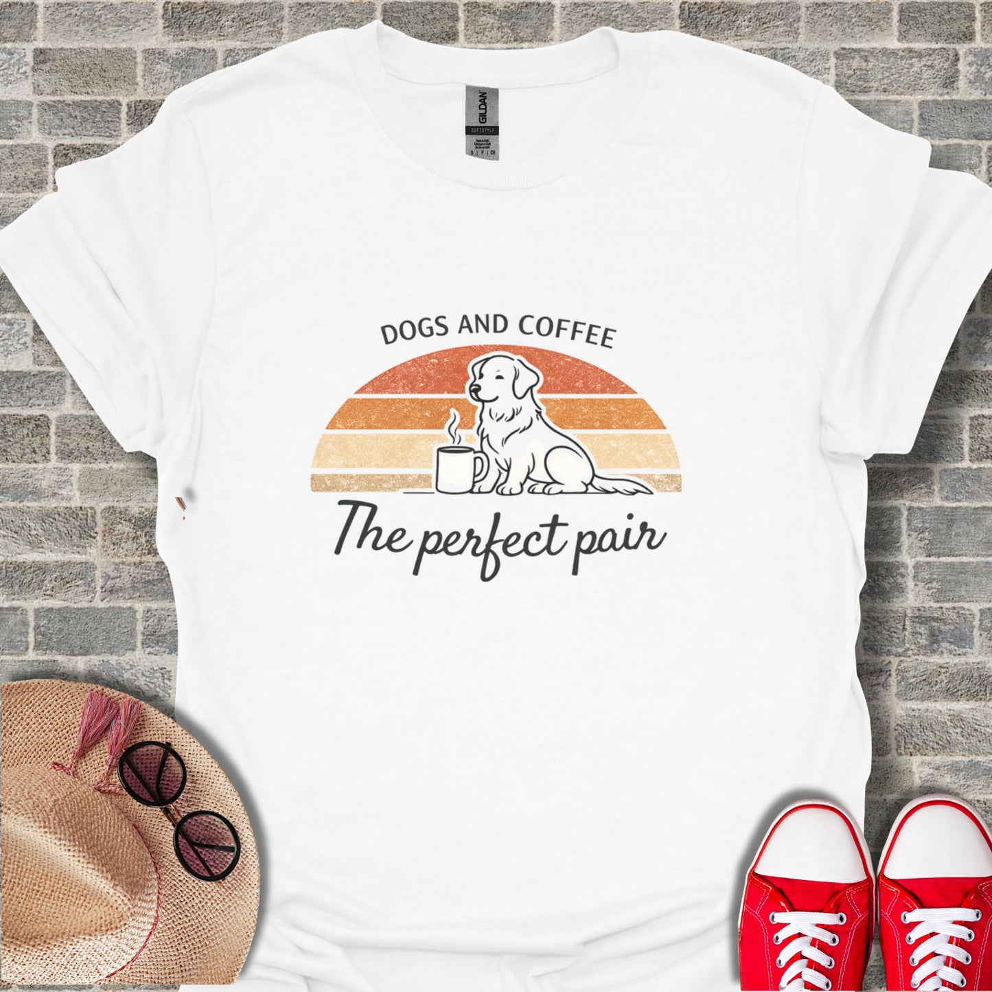 Dogs and Coffee The Perfect Pair Graphic Tee Shirt