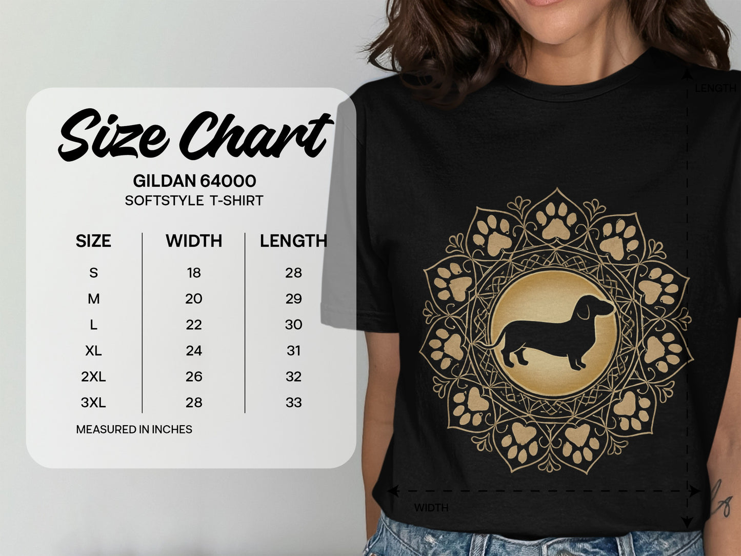 Cute Dachshund Mandala Design Softstyle T-Shirt