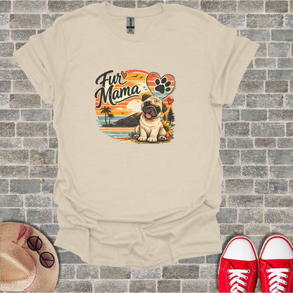 Fur Mama Pug Dog Paw Print Heart Vintage Sunset product type