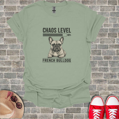 French Bulldog with "Chaos Level 80%" loading bar text.
