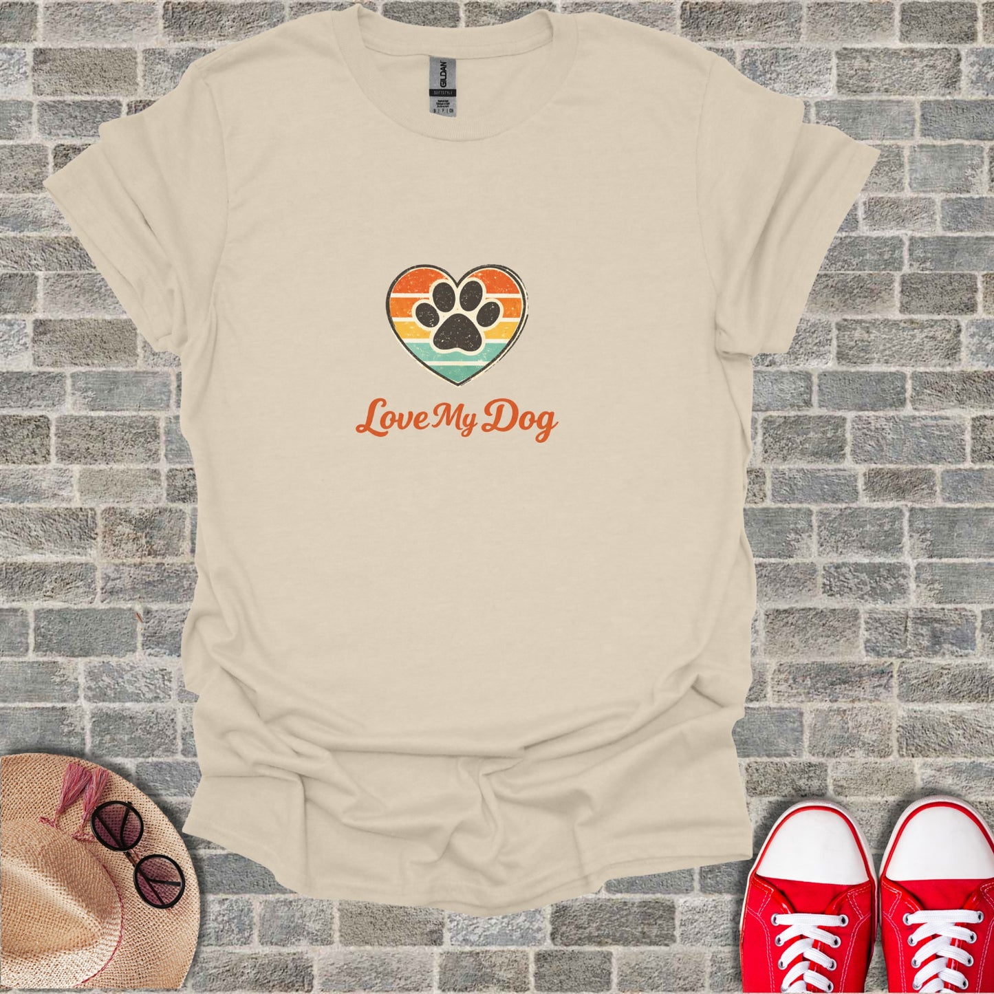 Love My Dog Paw Print Heart Design T-shirt product type