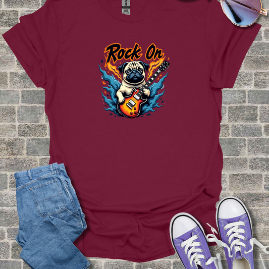 Pug Rock On Unisex Softstyle T-Shirt