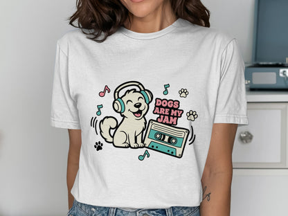 Cute Cartoon Dog with Headphones Music T-Shirt product