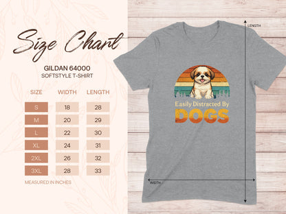 Easily Distracted By Dogs Gildan 64000 Softstyle T-Shirt