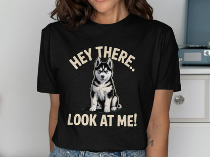 Hey There Look At Me Black Graphic T-Shirt product
