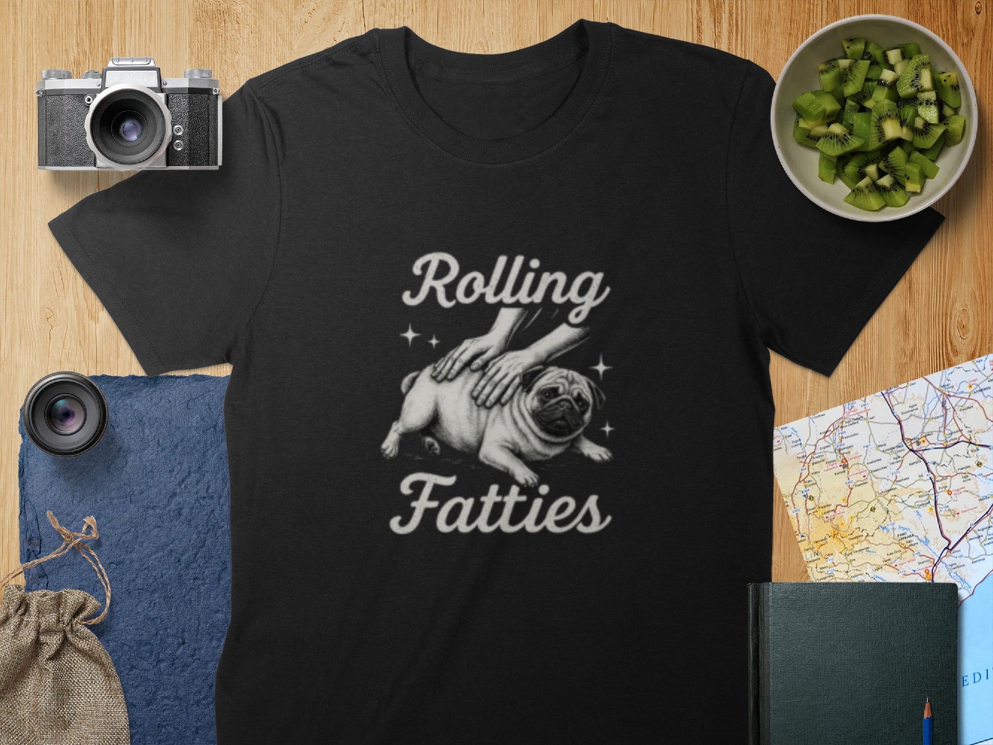 Rolling Fatties T-Shirt with Cute Pug Design