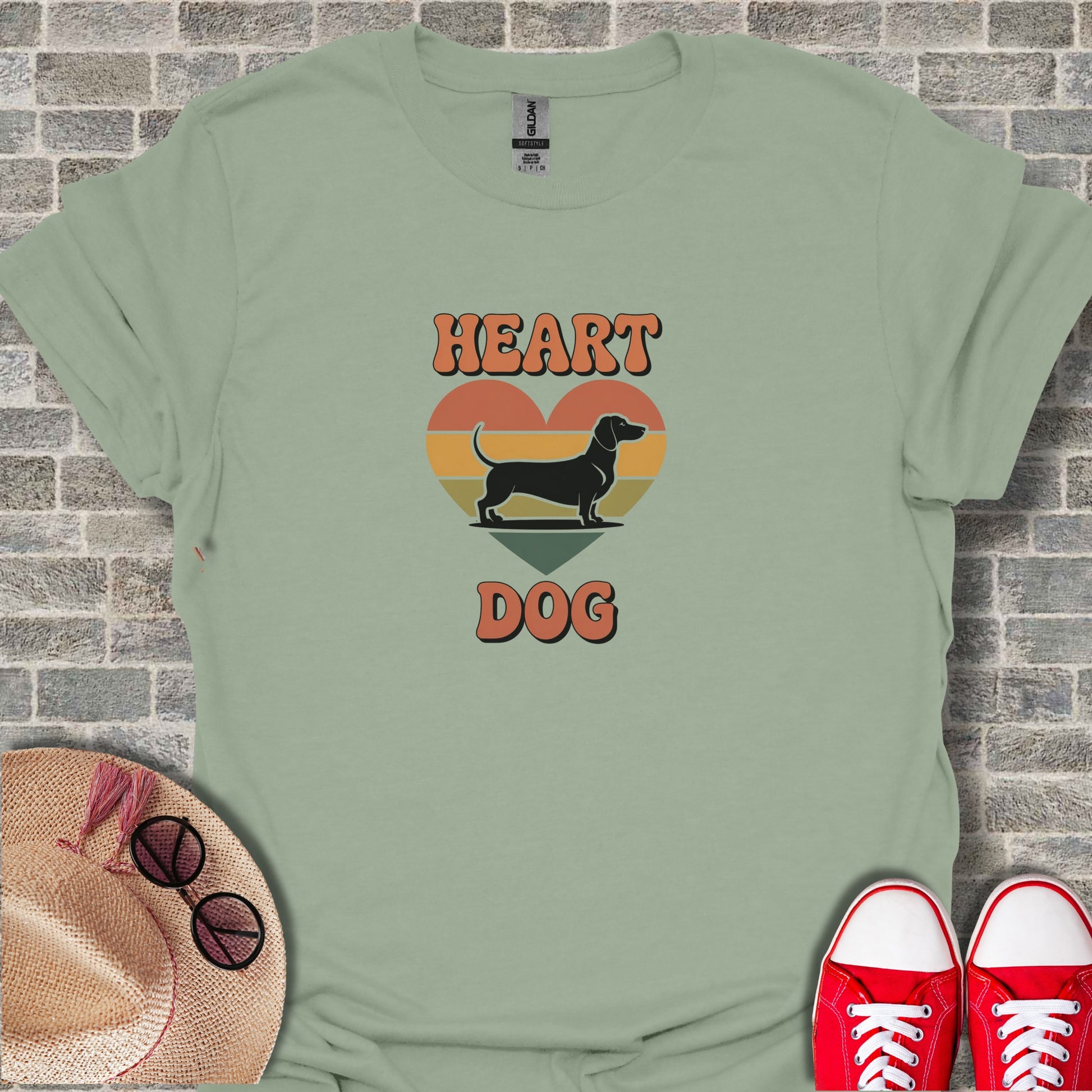 Heart Dog Graphic T-Shirt Retro Style Product