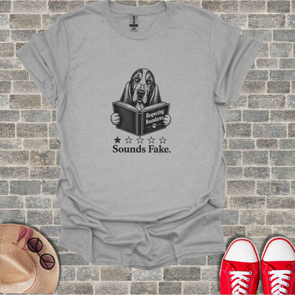 Basset hound reading "Respecting Boundaries. Sounds Fake." on a t-shirt.