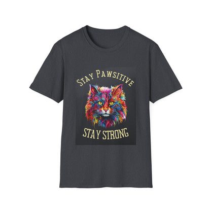 Stay Pawsitive Cat  Unisex Softstyle T-Shirt