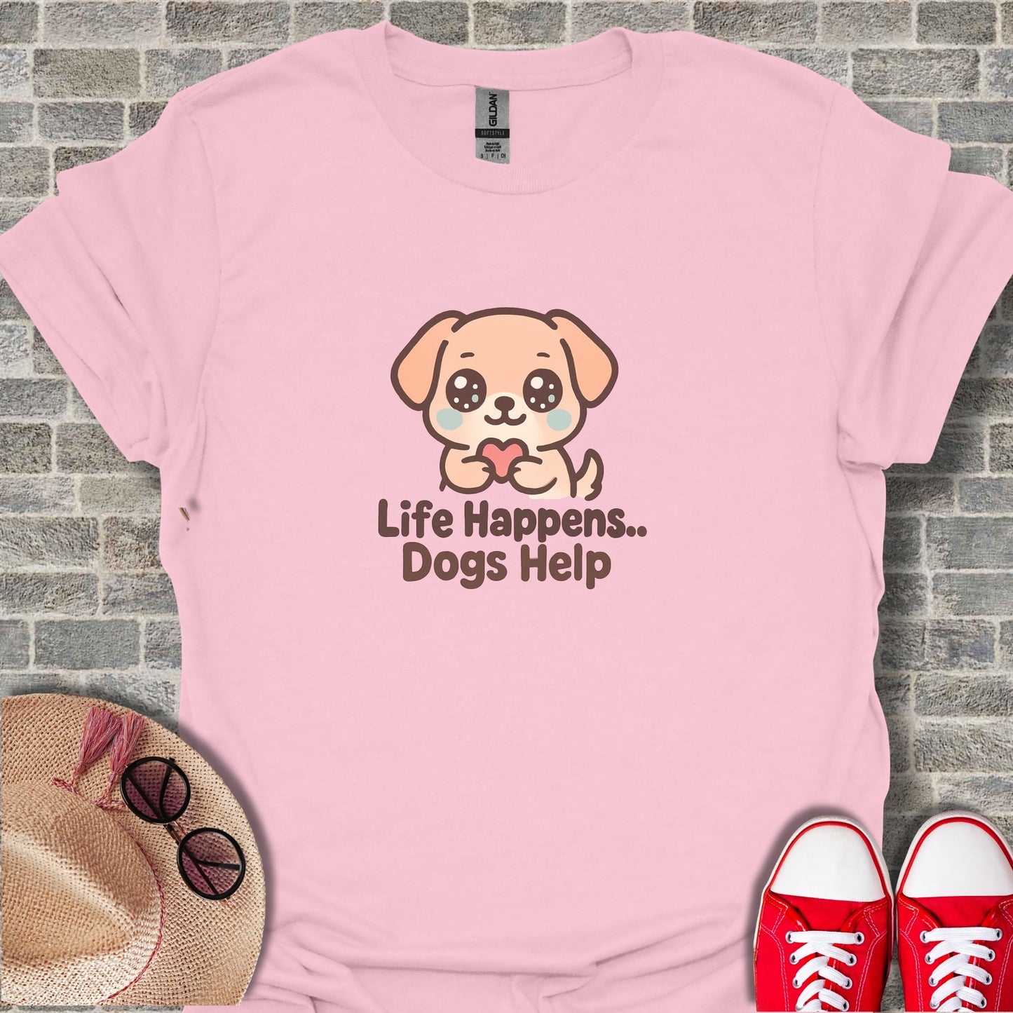 Life Happens Dogs Help Cute Cartoon Dog T-Shirt