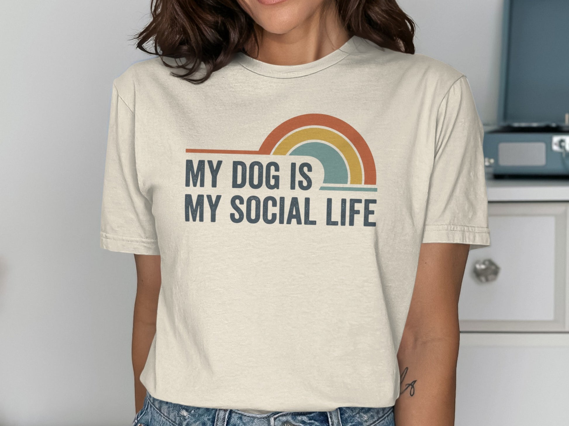 My Dog Is My Social Life Graphic Tee Shirt
