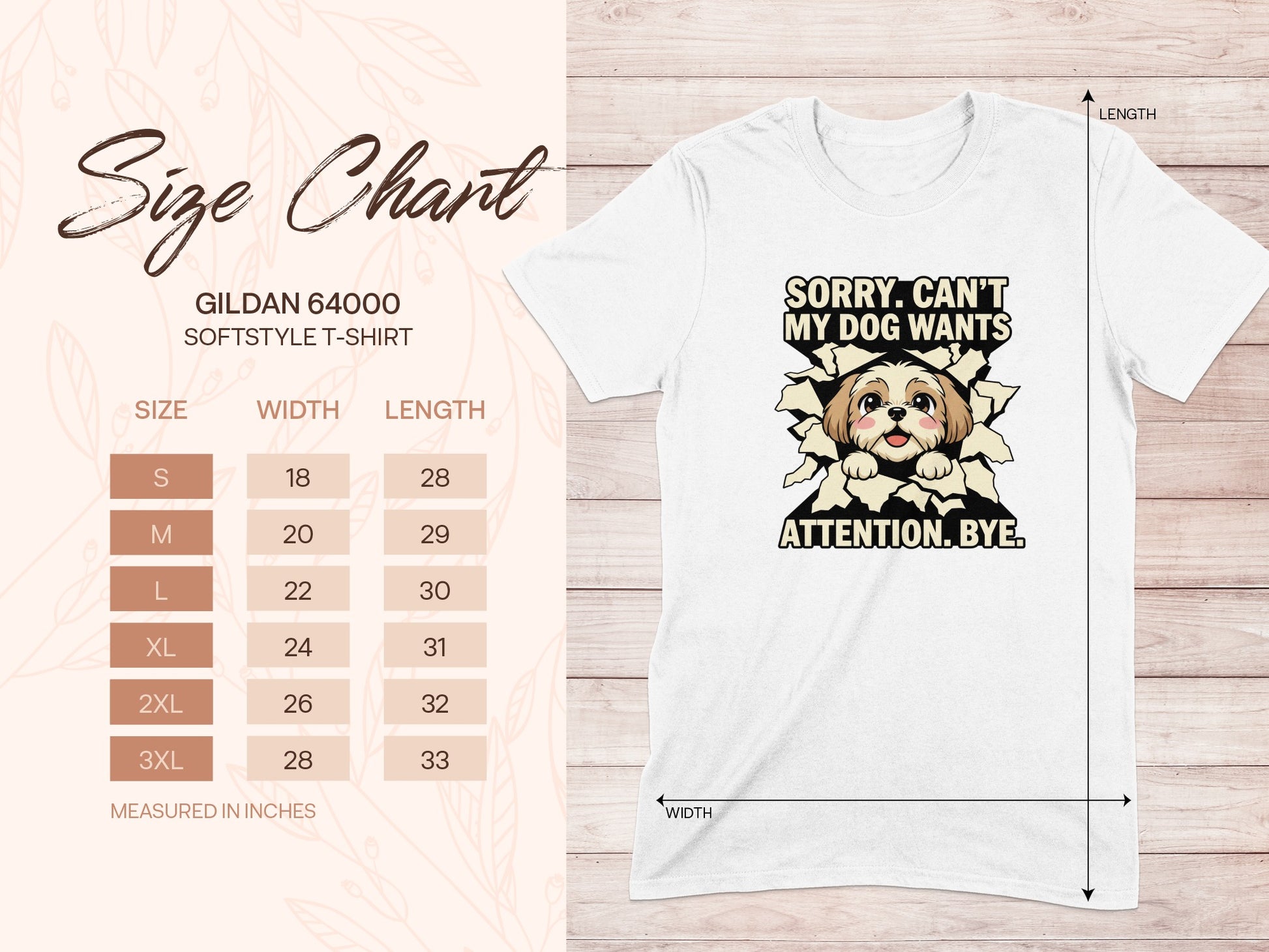 Sorry My Dog Wants Attention Funny Pet Shirt product type
Dog Lover
Pet Owner
Funny Dog
Dog Quote
Attention Dog
Sorry Dog
Cute Dog
Dog Graphic
Animal Shirt
Shih Tzu
Puppy Shirt
Humorous Tee
Dog Parent
Gift Dog
White T-shirt
Tee Shirt
Graphic Tee
Gildan 64000
Softstyle Tee
Dog Wants Attention