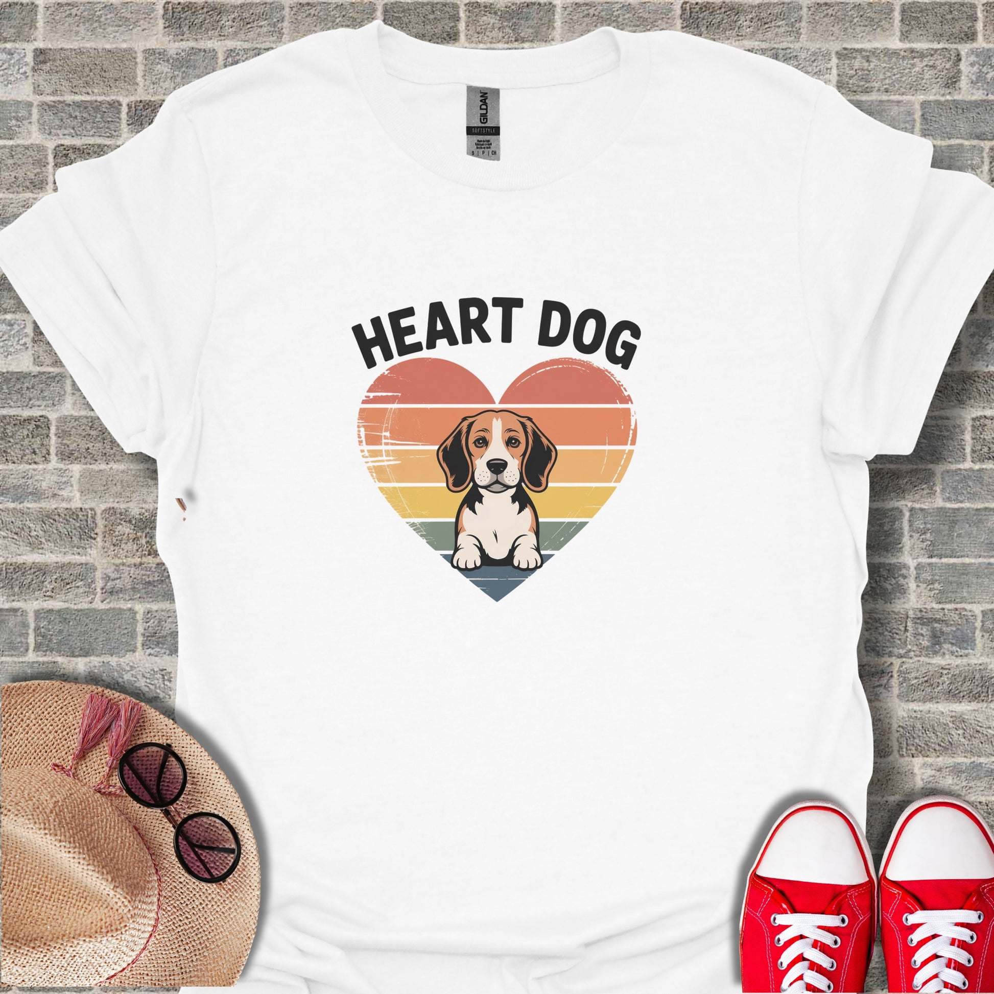 Heart Dog Graphic Design T-Shirt for Casual Wear