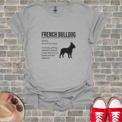 French Bulldog t-shirt with a playful definition and silhouette.
