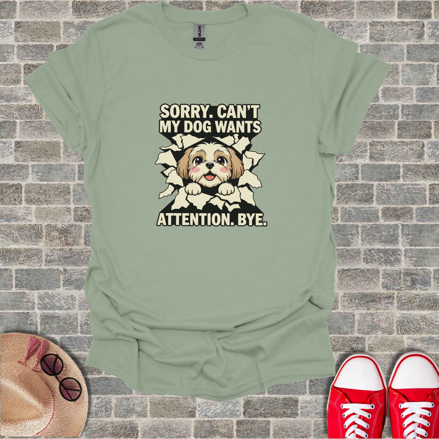 Sorry Cant My Dog Wants Attention Bye product type
Shih Tzu
Puppy
Dog Lover
Pet Owner
Funny Dog
Attention
Dog Mom
Dog Dad
Cute Dog
Canine Friend
Graphic Tee
Animal Lover
Dog Humor
Sorry Dog
My Dog
Pet Humor
Doggie Design
Unique Dog
Dog Life
Shih Tzu Lover