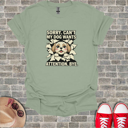 Sorry Cant My Dog Wants Attention Bye product type
Shih Tzu
Puppy
Dog Lover
Pet Owner
Funny Dog
Attention
Dog Mom
Dog Dad
Cute Dog
Canine Friend
Graphic Tee
Animal Lover
Dog Humor
Sorry Dog
My Dog
Pet Humor
Doggie Design
Unique Dog
Dog Life
Shih Tzu Lover