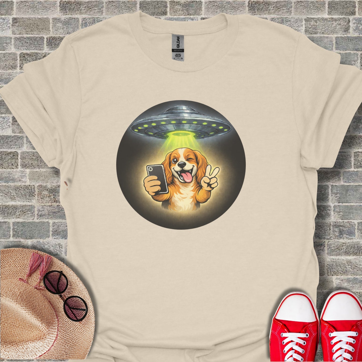 Alien Dog Selfie Unisex T-shirt product