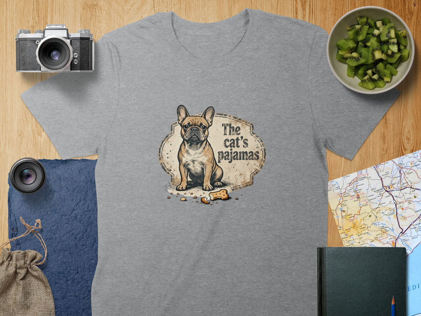 The Cat's Pajamas Dog with Bone Graphic T-Shirt