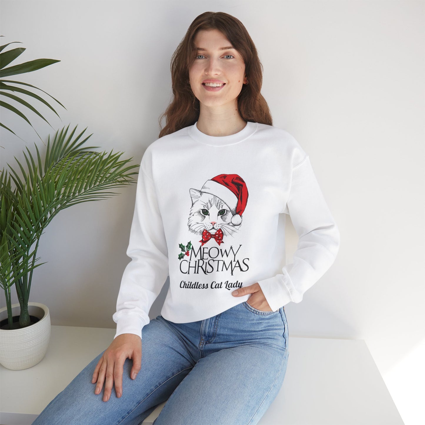 Christmas Meowy Unisex Heavy Blend™ Crewneck Sweatshirt