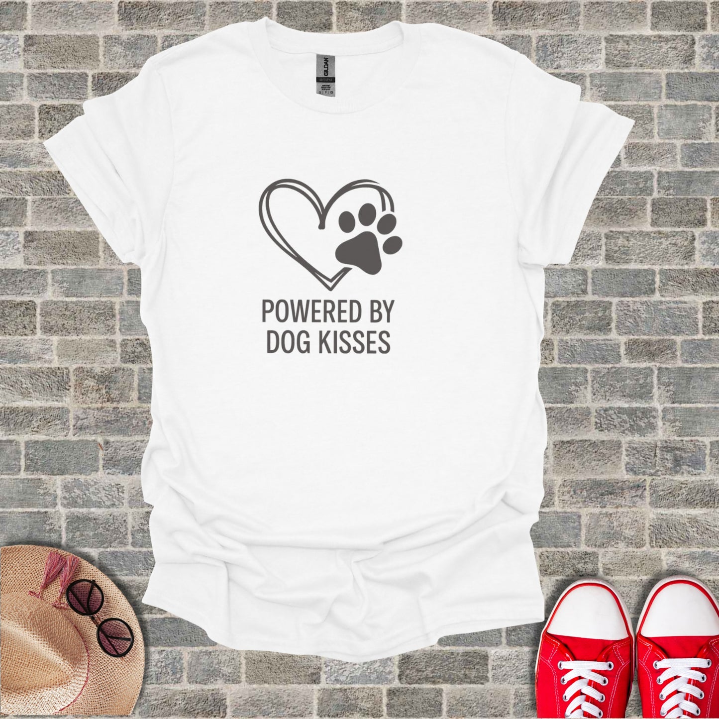 Heart Paw Print Powered By Dog Kisses White product type