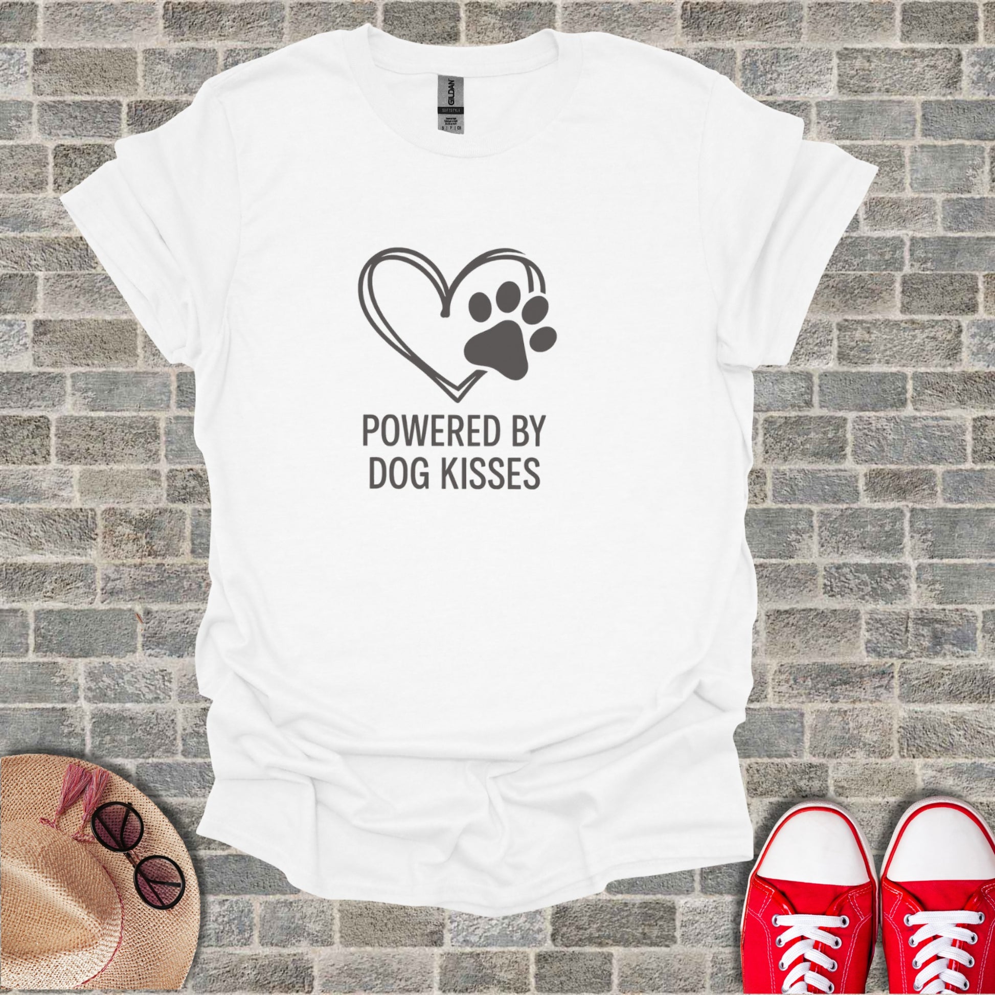 Heart Paw Print Powered By Dog Kisses White product type