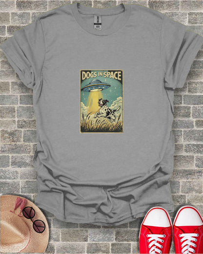 Vintage Dogs in Space Retro Graphic T-Shirt