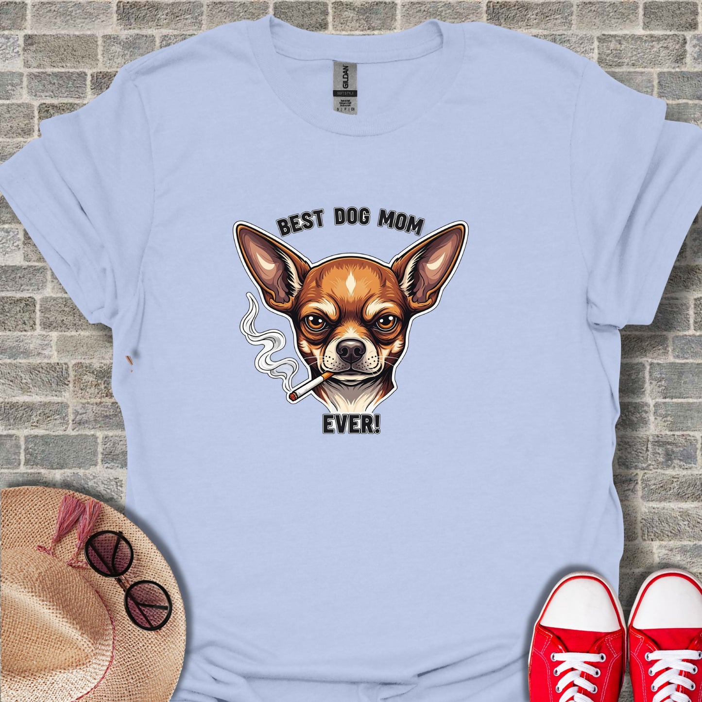 Best Dog Mom Ever Chihuahua Smoking T-Shirt
